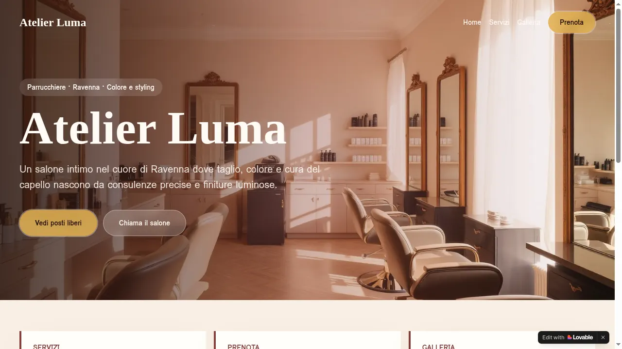 Sito web Atelier Luma per salone di bellezza